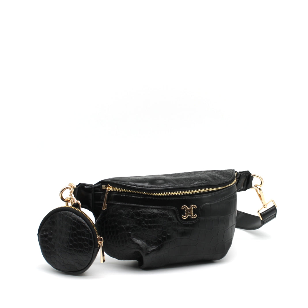 Sac banane croco noir