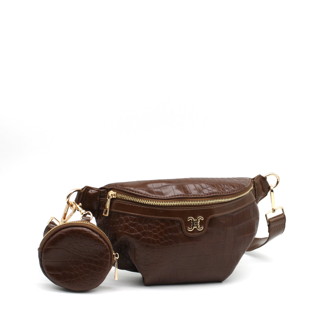 Sac banane croco marron