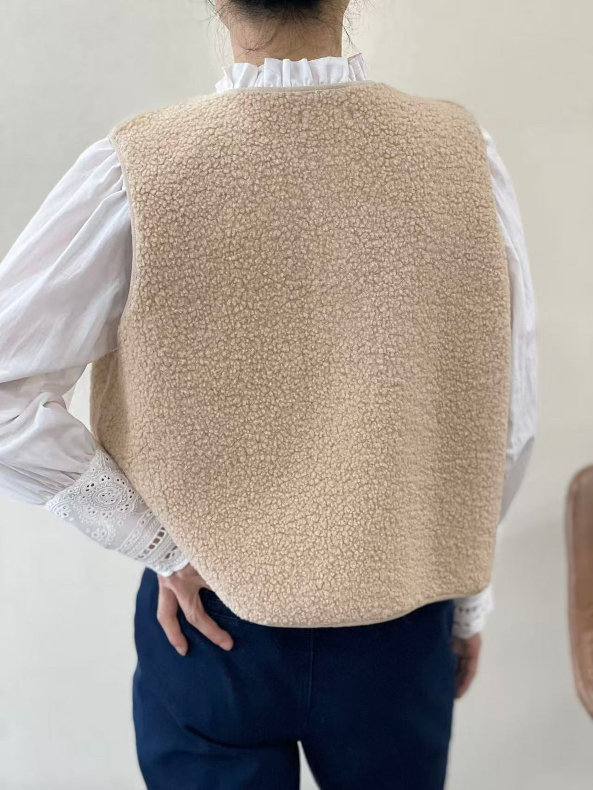 Gilet moumoute Écru