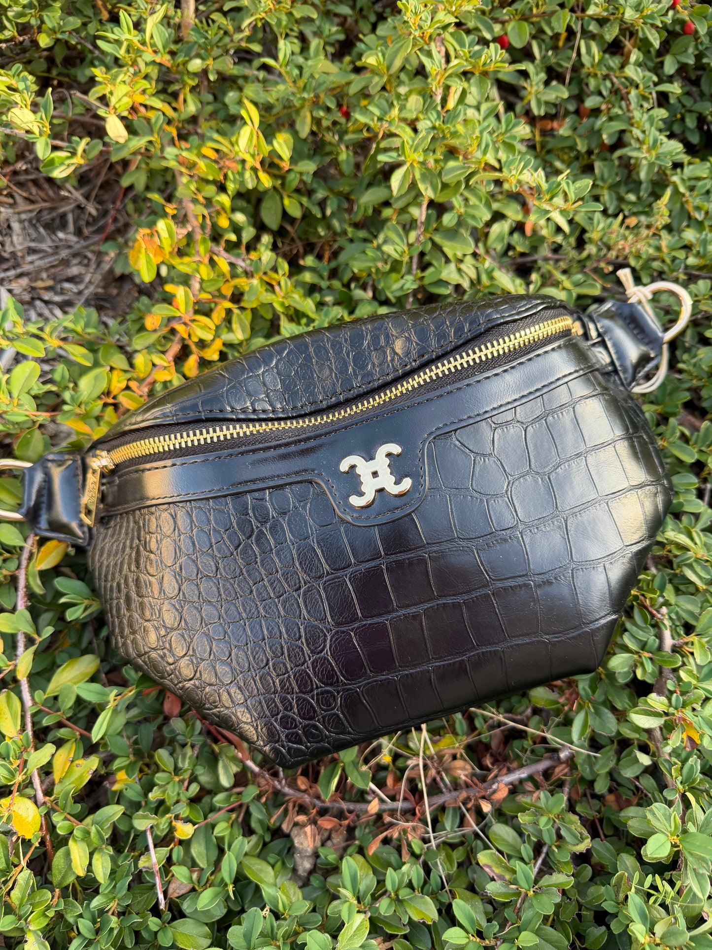 Sac banane croco noir