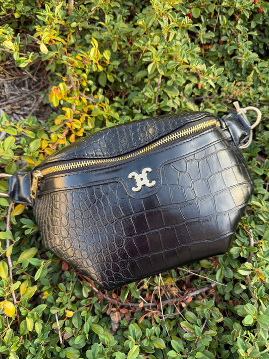 Sac banane croco noir