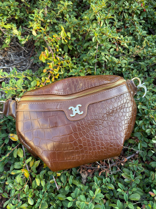 Sac banane croco marron